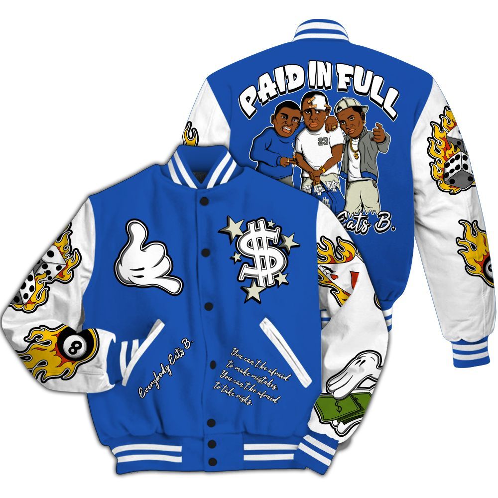 Varsity Jacket To Match Lucky Shorts 3s - Funny Everybody Paid In Full Graphic All Over Print