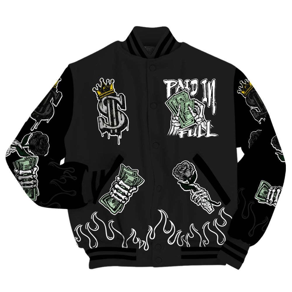 Varsity Jacket To Match Black Cat NET 4s - Fire Everybody Paid In All Over Print