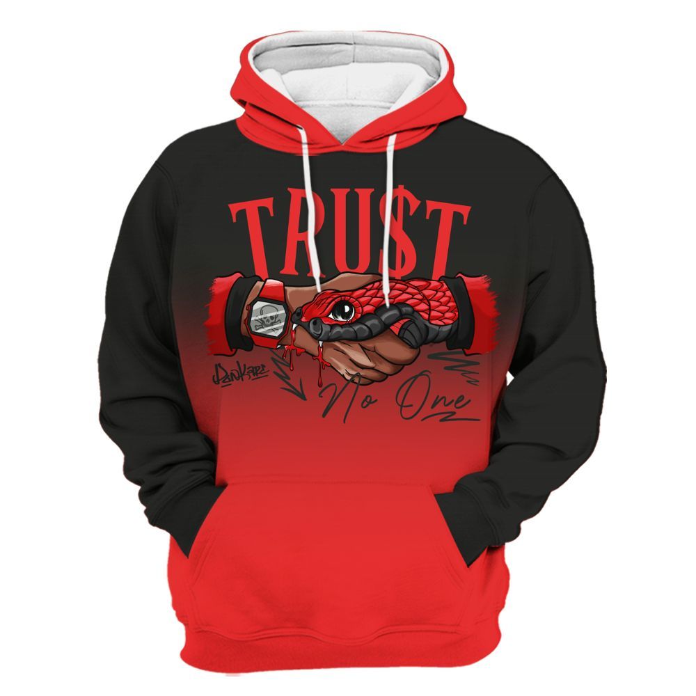 Hoodie To Match Red Thunder 4s - Snake Trust No One Drip All Over Print