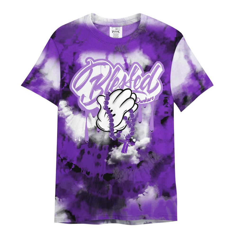 Shirt To Match Retro Dark Iris 3s - God Blessed Tie Dye All Over Print