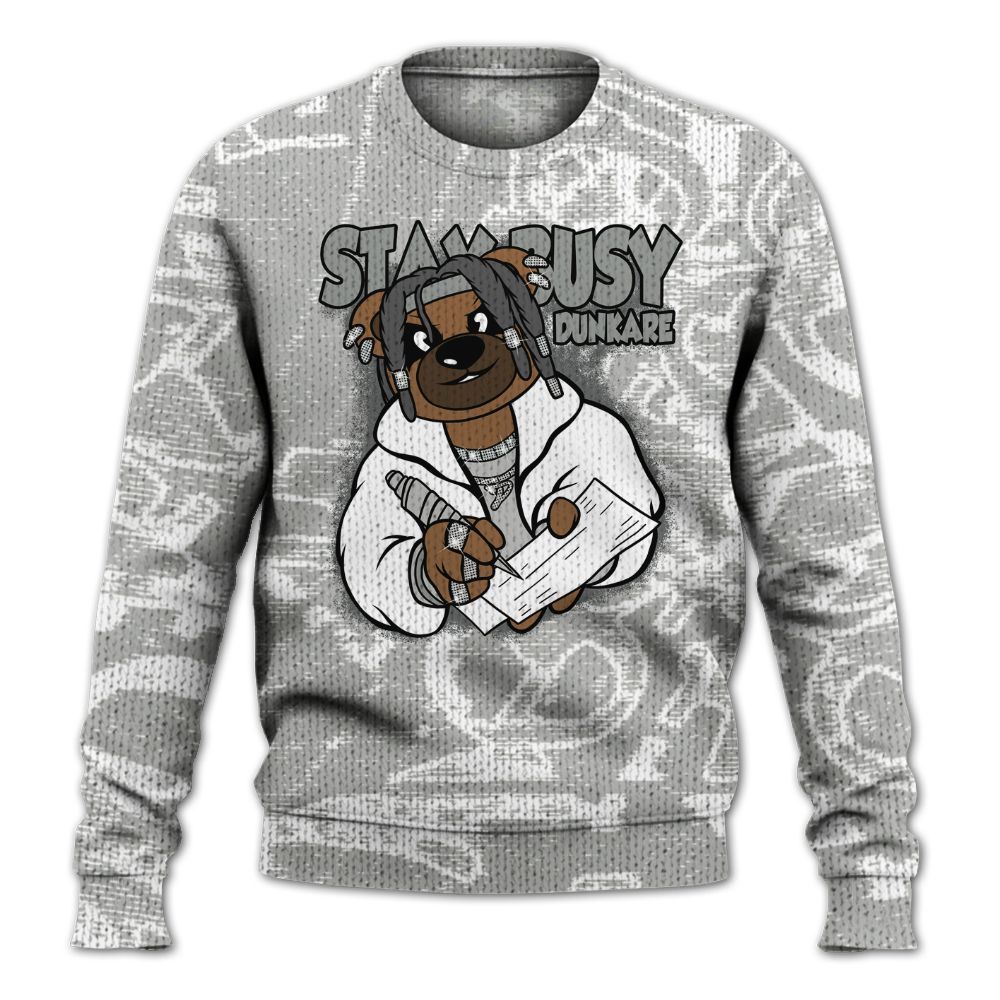 Knitted Sweater To Match Paris Cement Grey 4s - Maintain Activity Bear Avant-Garde