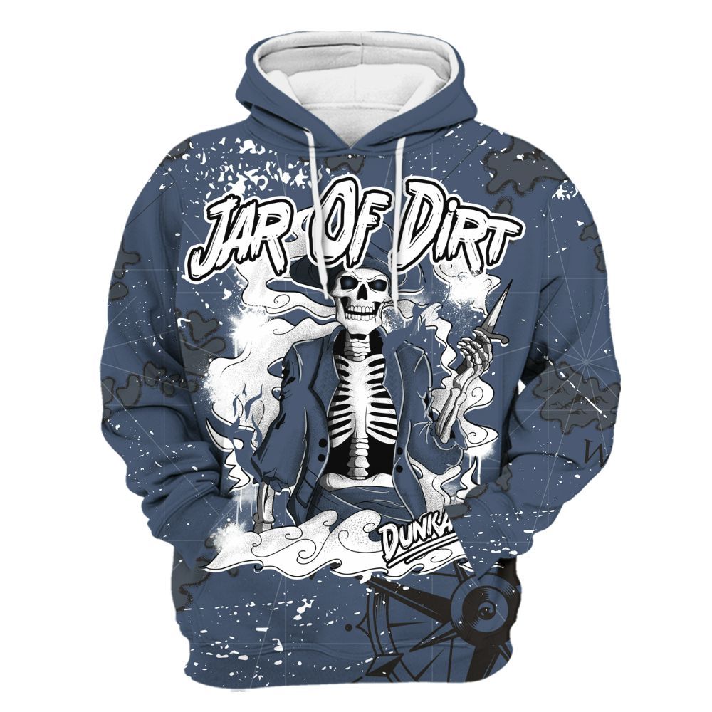 Hoodie To Match Low Diffused Blue 11s - Skeleton Jar Of Dirt Retro All Over Print