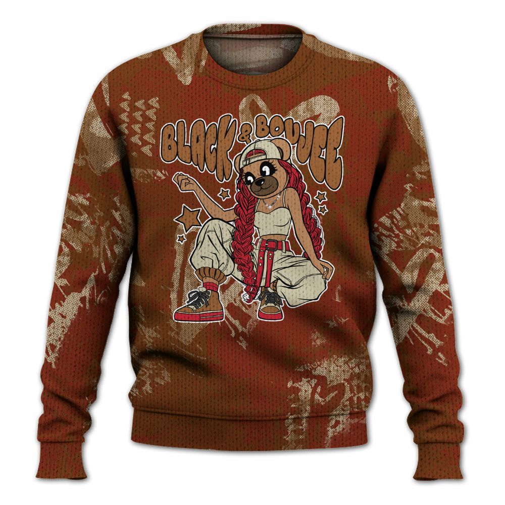 Knitted Sweater To Match Archaeo Brown 5s - Boujee Girls Bear Heart Grunge