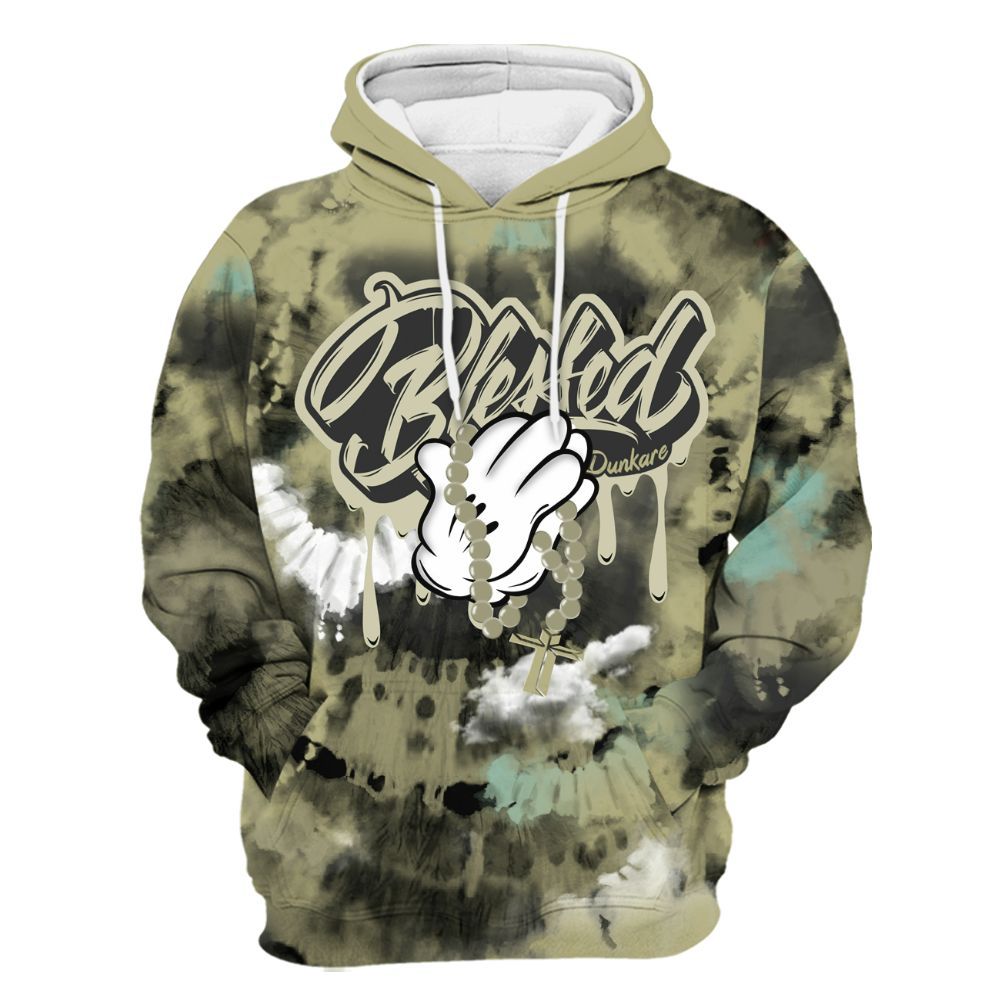 Hoodie To Match Dunk Low Suede Olive Aura - God Blessed Tie Dye All Over Print