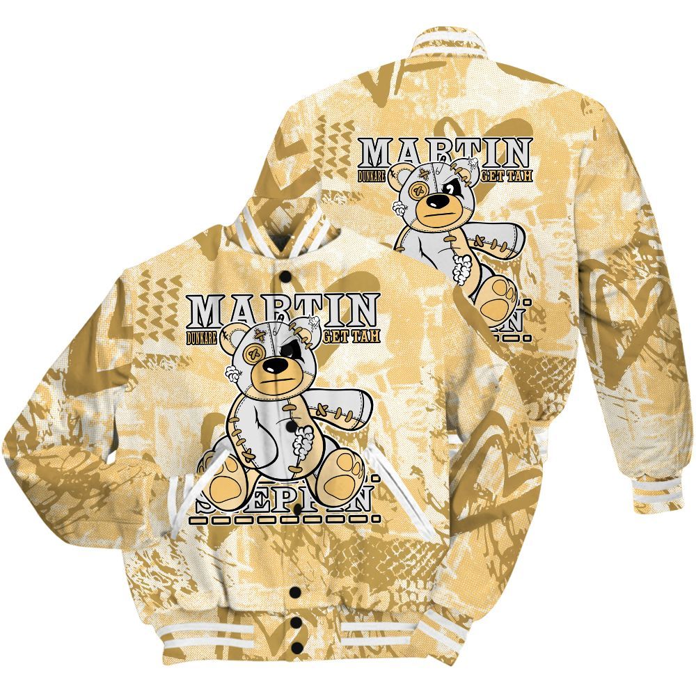 Varsity Jacket To Match Craft Paris 6s Shirt - Tah Steppin Bear Heart Grunge All Over Print