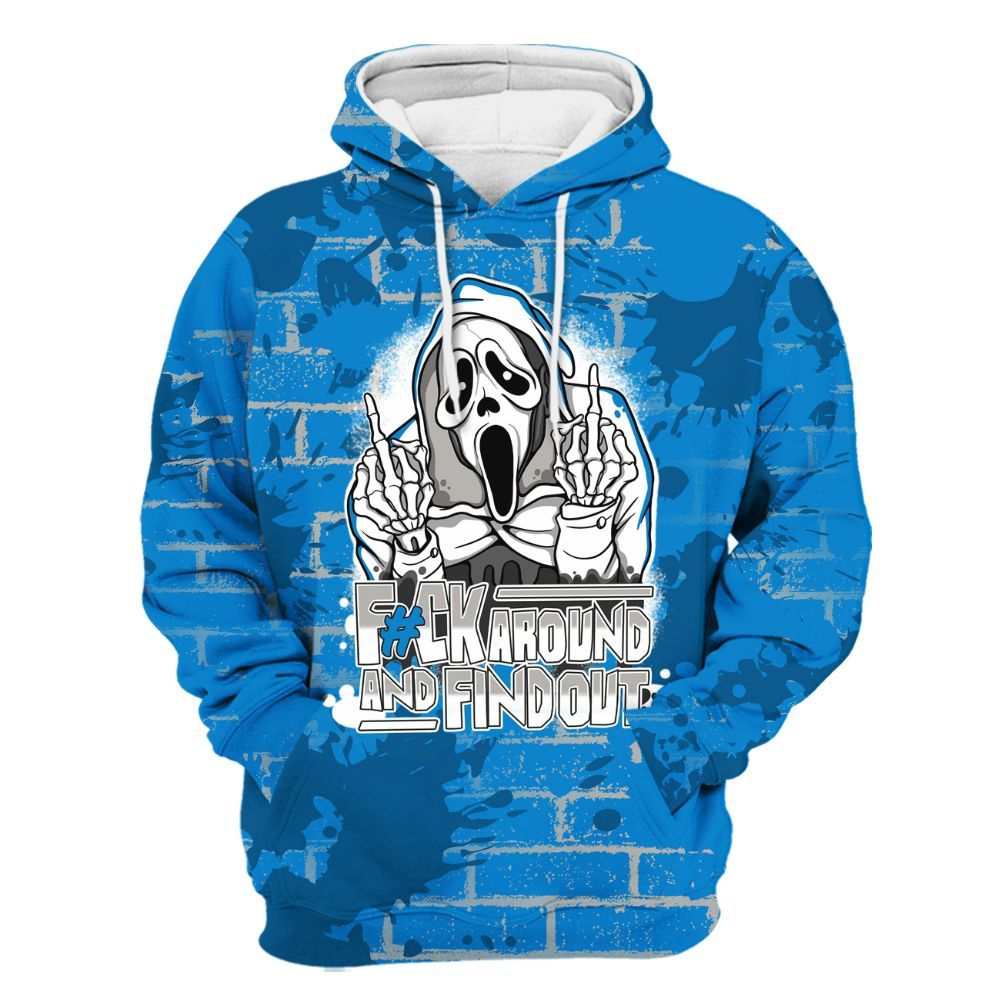 Hoodie To Match Military Blue 4s - F#CK And Find Out Graphic Halloween All Over Print