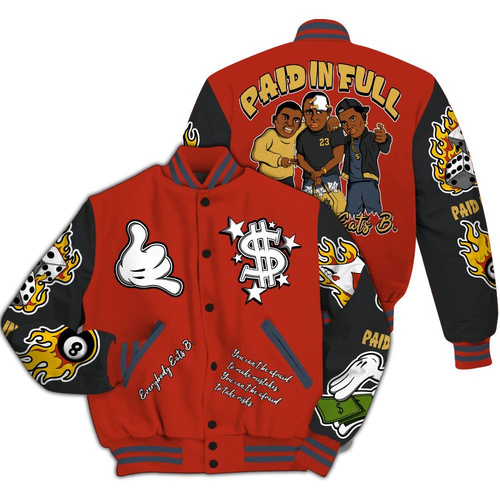 Varsity Jacket To Match Low Lucky Cat 1s - Everybody Paid In Full Graphic All Over Print