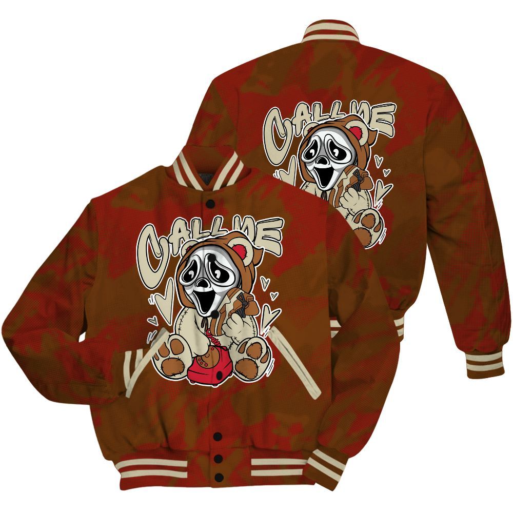 Varsity Jacket To Match Archaeo Brown 5s Shirt - Call Me Bear Abstract Halftone All Over Print