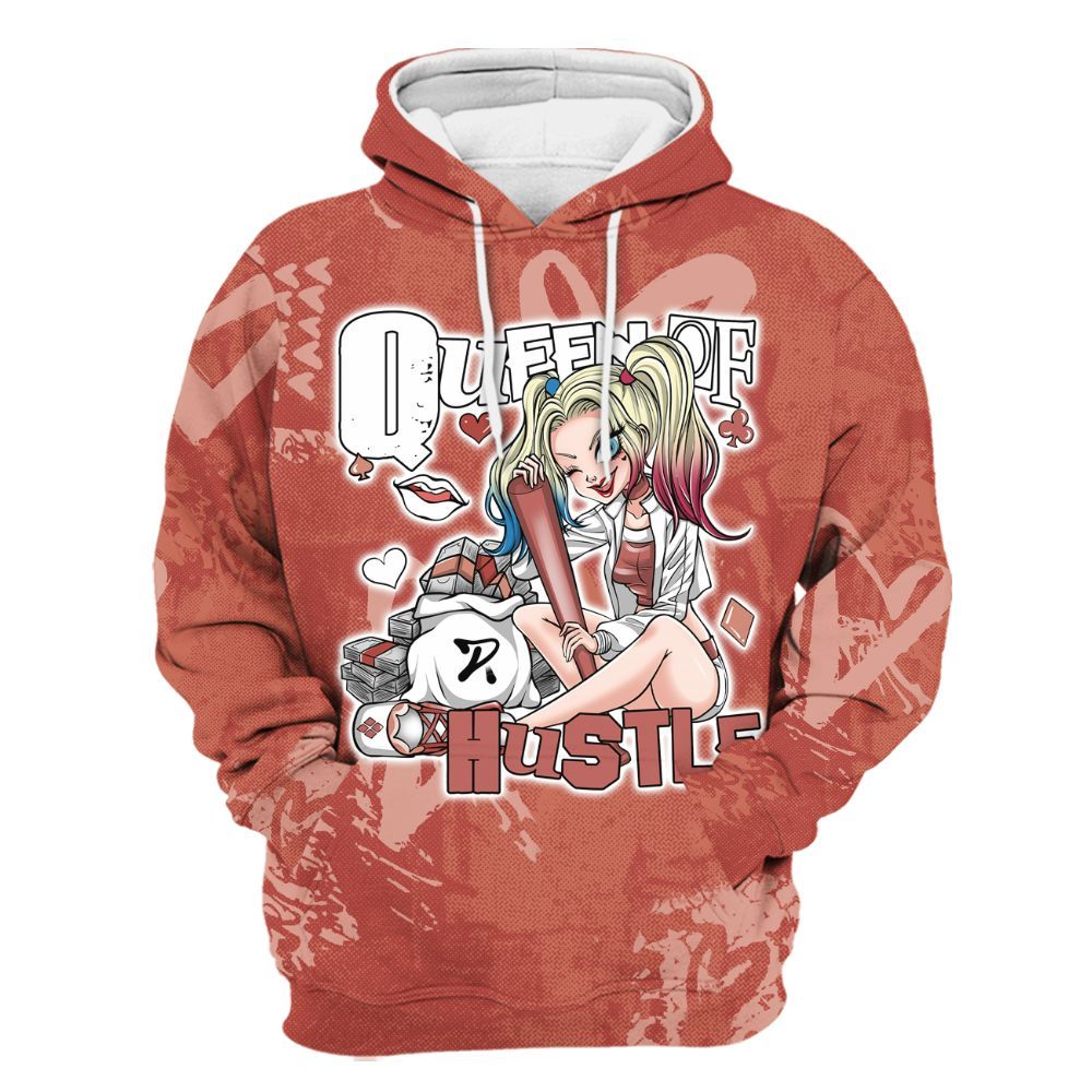 Hoodie To Match Dune Red 13s - Hustles Quiinn Heart Grunge All Over Print