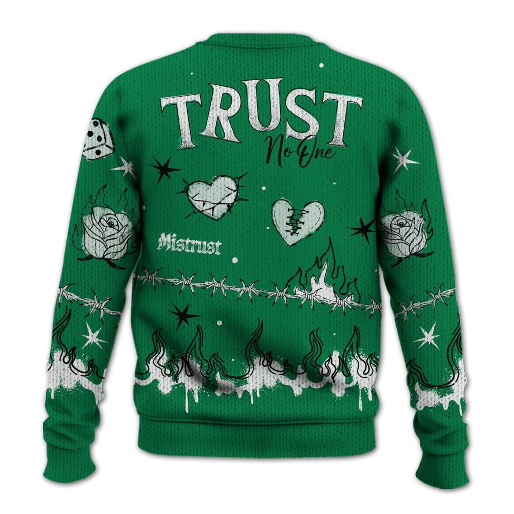 Knitted Sweater To Match Lucky Green 2s - Trust No One Snake-Bite Doodle Crayon