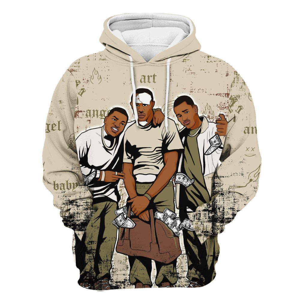 Hoodie To Match Sail Neutral Olive 6s - Paid In Full Money All Over Print