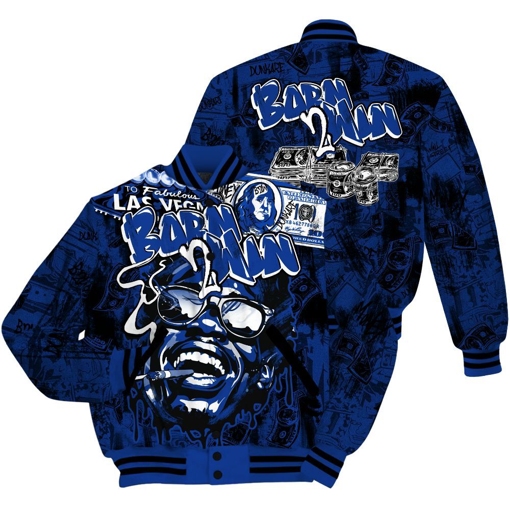 Varsity Jacket To Match Air Foamposite One Royal Shirt, Born To Win Money All Over Print