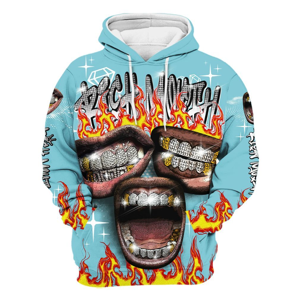 Hoodie To Match Low Legend Blue 11s - Rich Mouth Fire Rap Retro 90s All Over Print