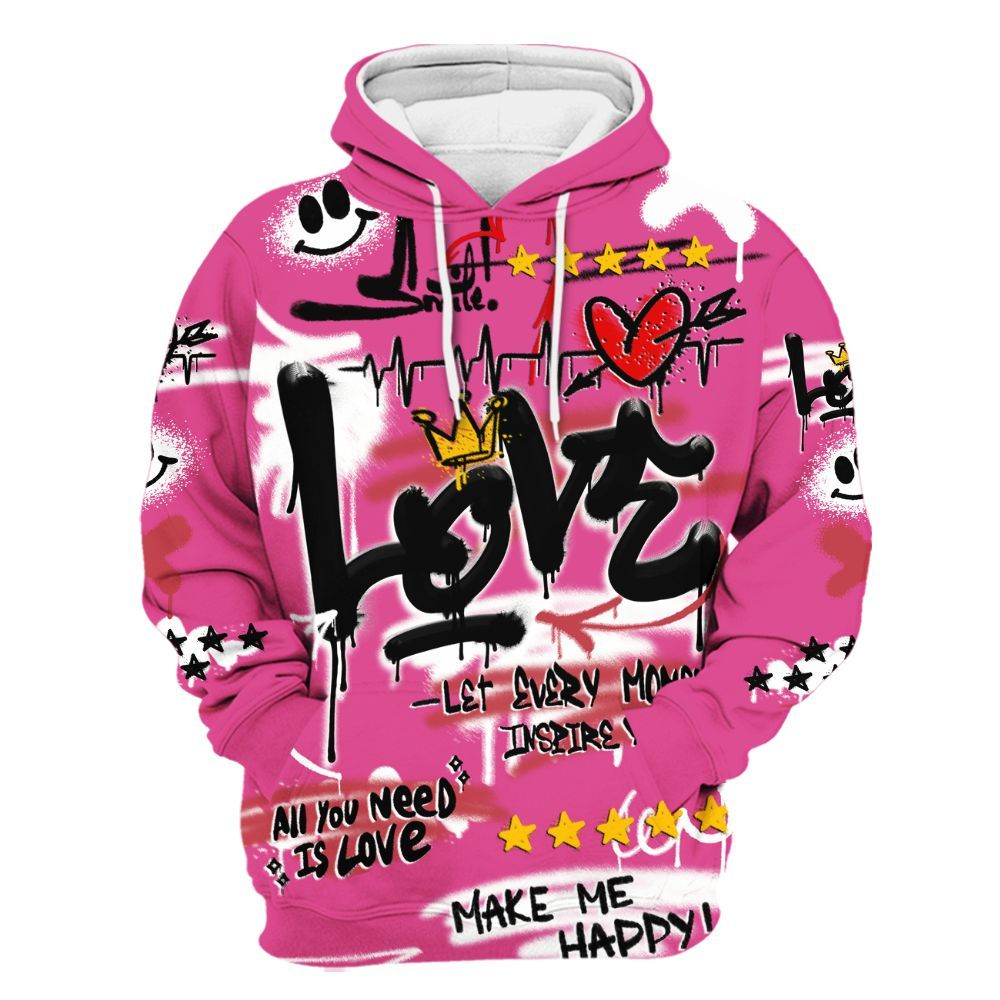 Hoodie To Match KD 4 Aunt Pearl - Happy Love Beats Graffiti Streetwear All Over Print