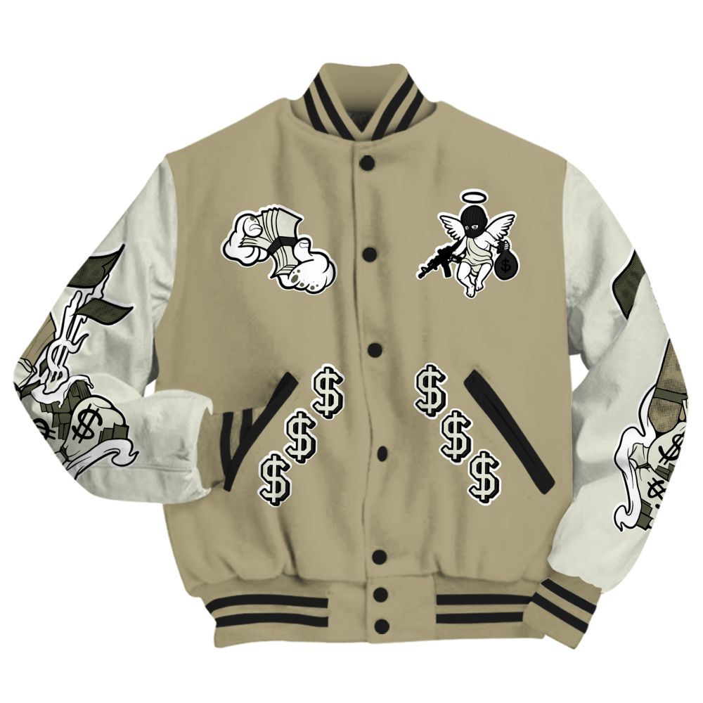 Varsity Jacket To Match Low OG Medium Olive 1s - Ones Move In Silence Graphic All Over Print