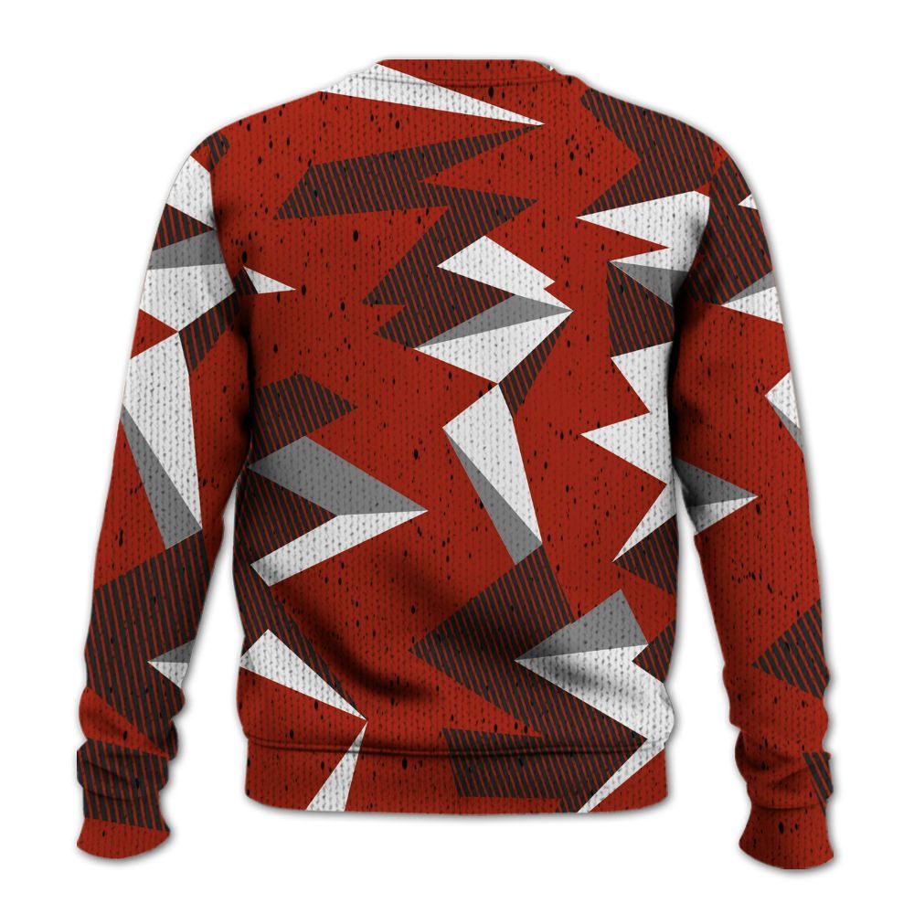Knitted Sweater To Match Red Cement 4s - Geometric Camouflage Pattern