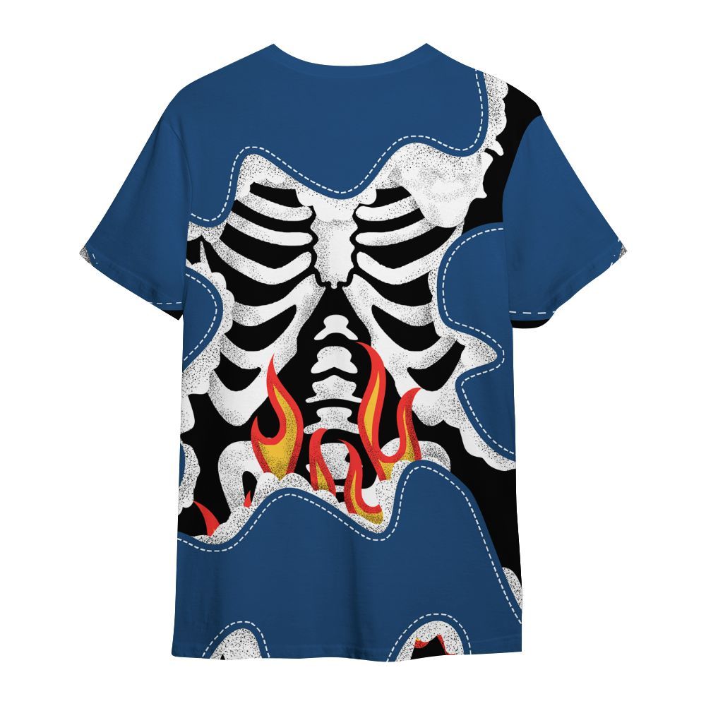 Shirt To Match High OG Midnight Navy 1s - Skeleton Burning Heart Drip All Over Print