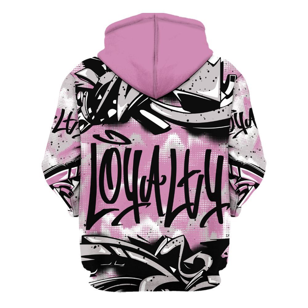 Hoodie To Match Neutral Grey Black White Orchid 4s - Loyalty Out Value Graffiti All Over Print