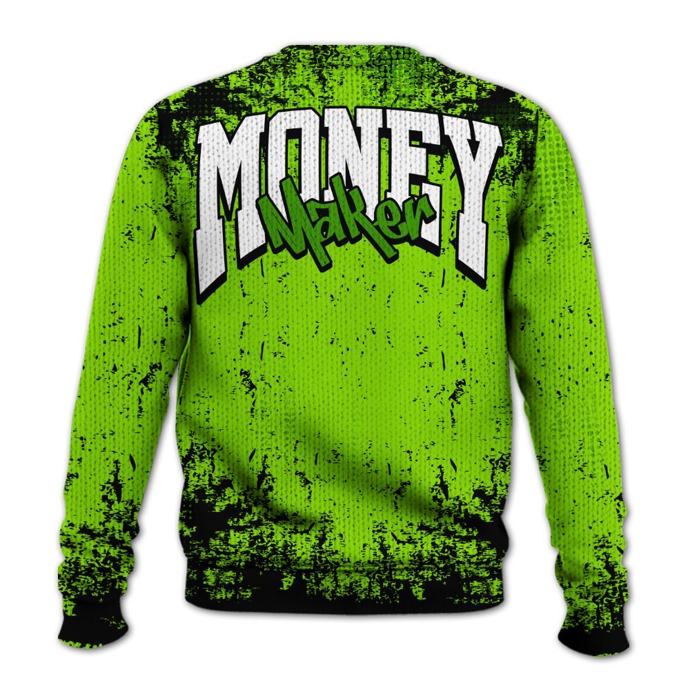 Knitted Sweater To Match Electric Green 6s - Move In Silence Money Street Retro