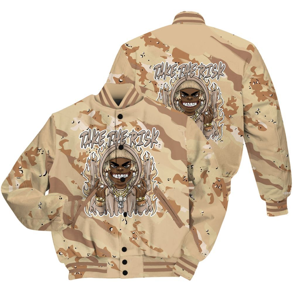 Varsity Jacket To Match Desert Camo 3s Shirt - Take The Risk Colored All Over Print