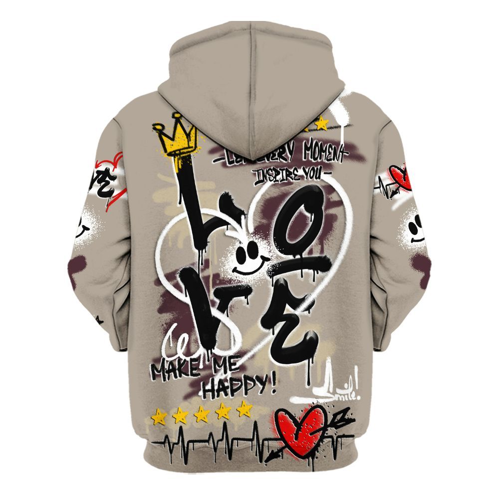 Hoodie To Match AMM Retro Phantom 4s - Happy Love Beats Graffiti Streetwear All Over Print