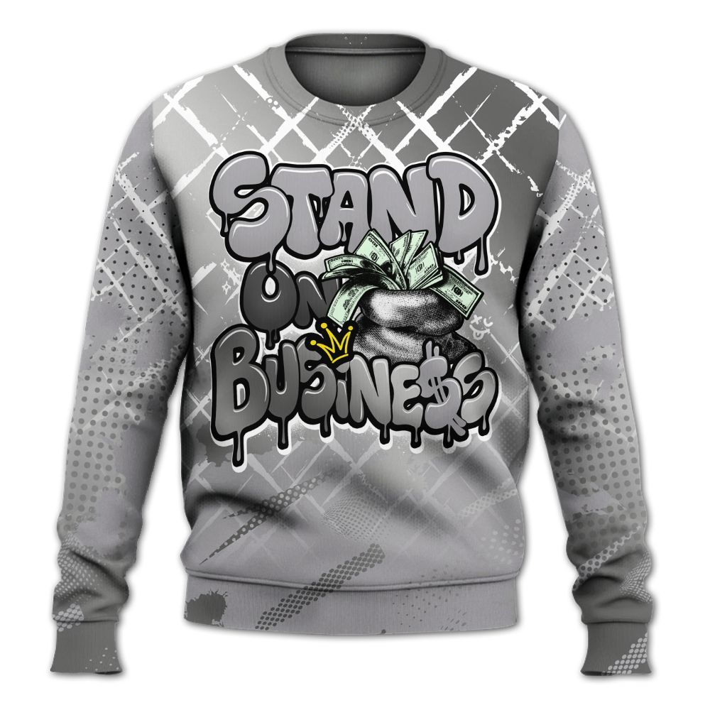 Sweatshirt To Match Metallic Silver 14s - Halftone Stand Business Dripping All Over Print