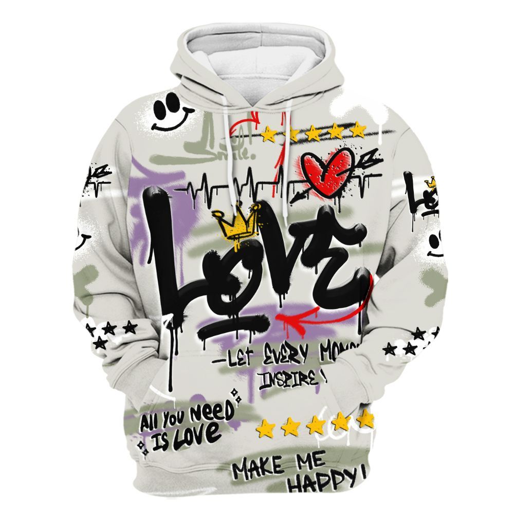 Hoodie To Match Dunk Low Floral Swoosh 2025 - Happy Love Beats Graffiti Streetwear All Over Print
