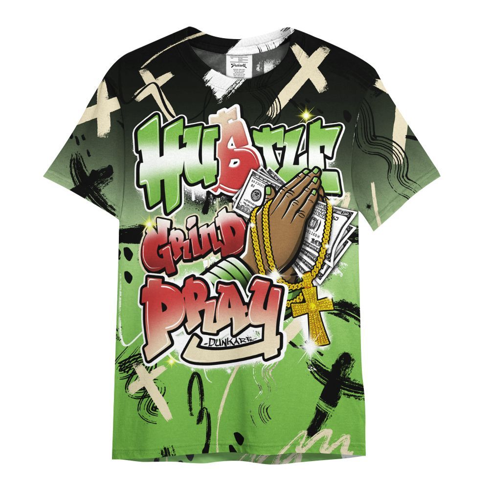 Shirt To Match Air Max Waffle SP Action Green - Money Hustle Grind Pray All Over Print