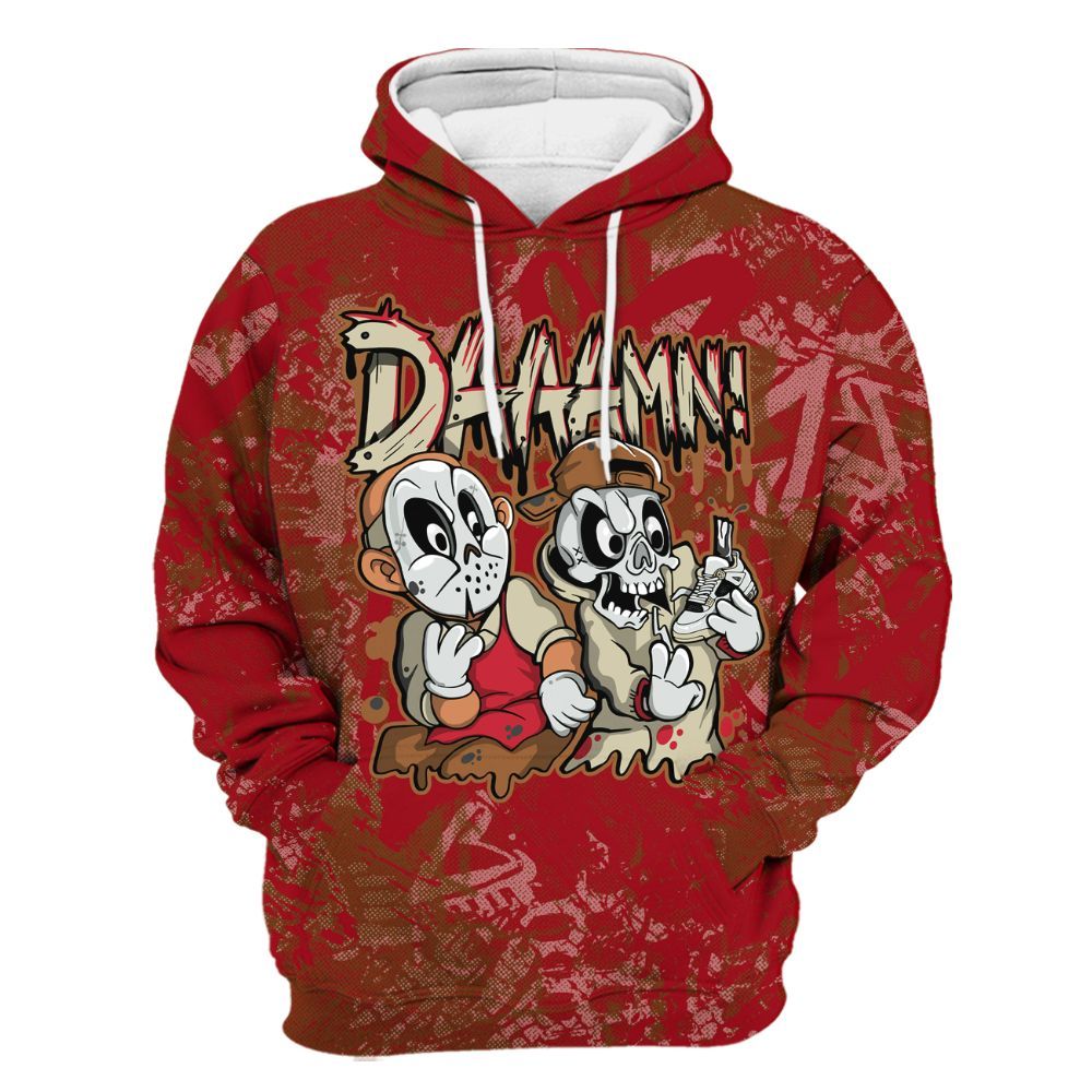 Hoodie To Match Archaeo Brown 5s - Damn Shoe Graphic Heart Grunge All Over Print