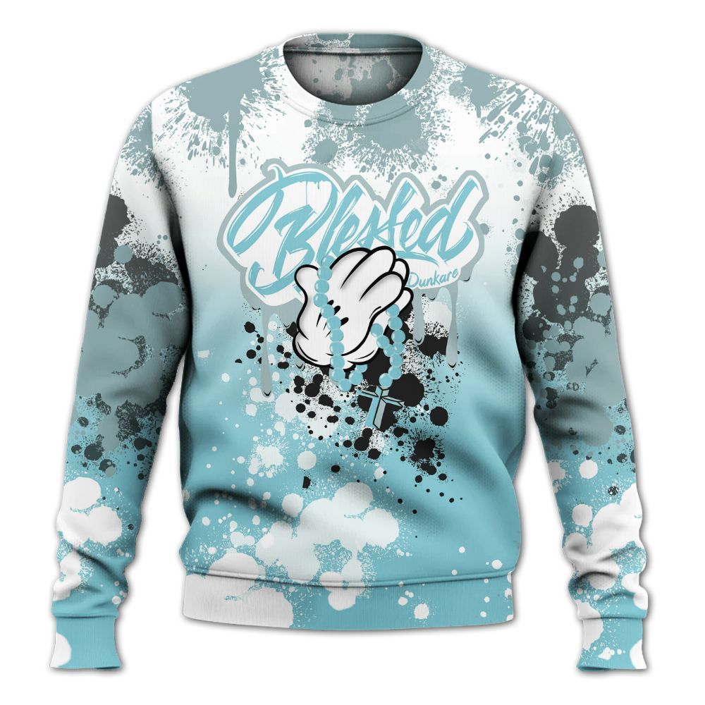 Sweatshirt To Match Low Legend Blue 11s - God Blessed Ink Drip All Over Print