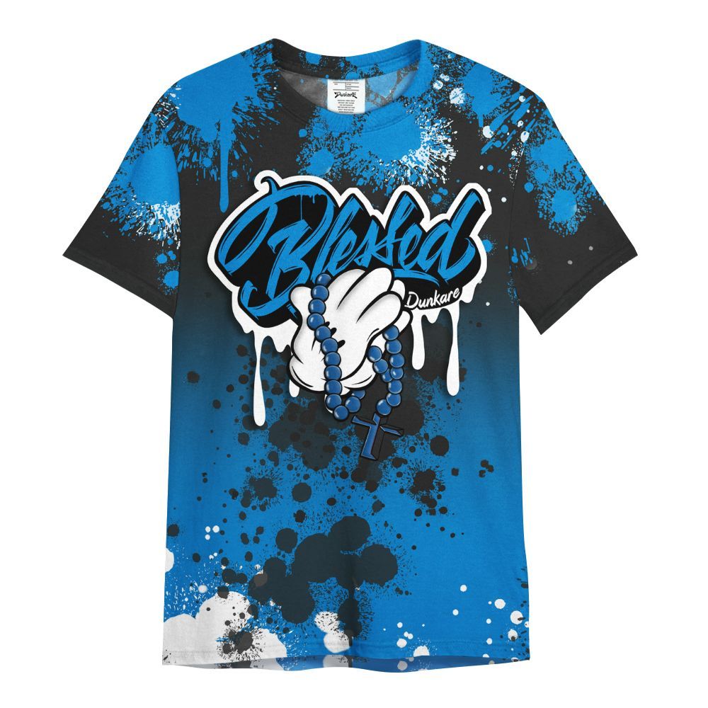 Shirt To Match High OG FragmentxULA White Black 1s - God Blessed Ink Drip All Over Print