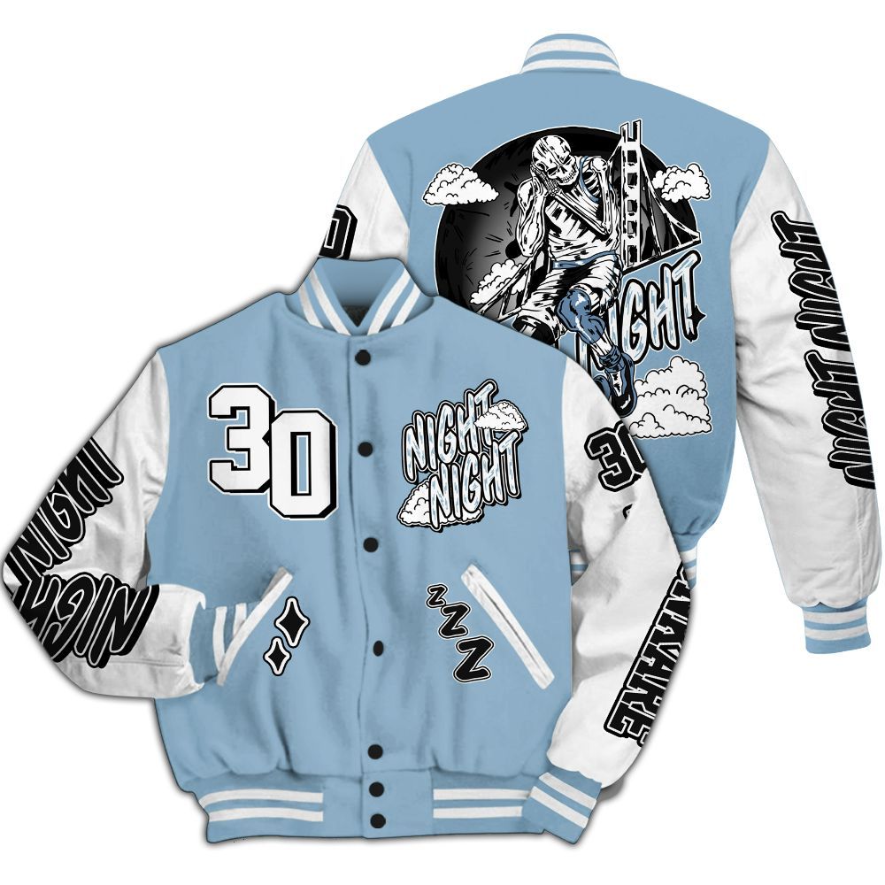 Varsity Jacket To Match High University Blue 1s - Seeya Skeleton All Over Print