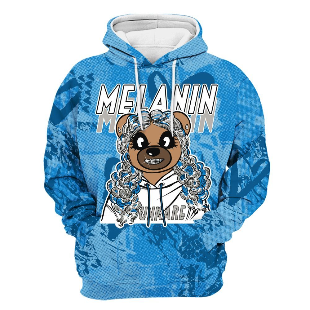 Hoodie To Match Industrial Blue 4s - Pigments Bear Heart Grunge All Over Print