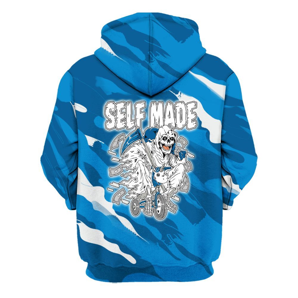 Hoodie To Match Military Blue 4s - Self Make Skeleton Colored All Over Print