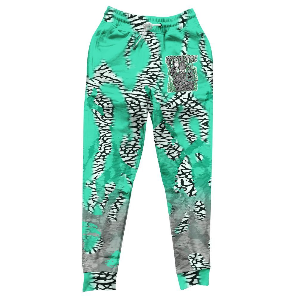 Sweatpant To Match Black Green Glow 3s - Apocalypse Skeleton Burn All Over Print