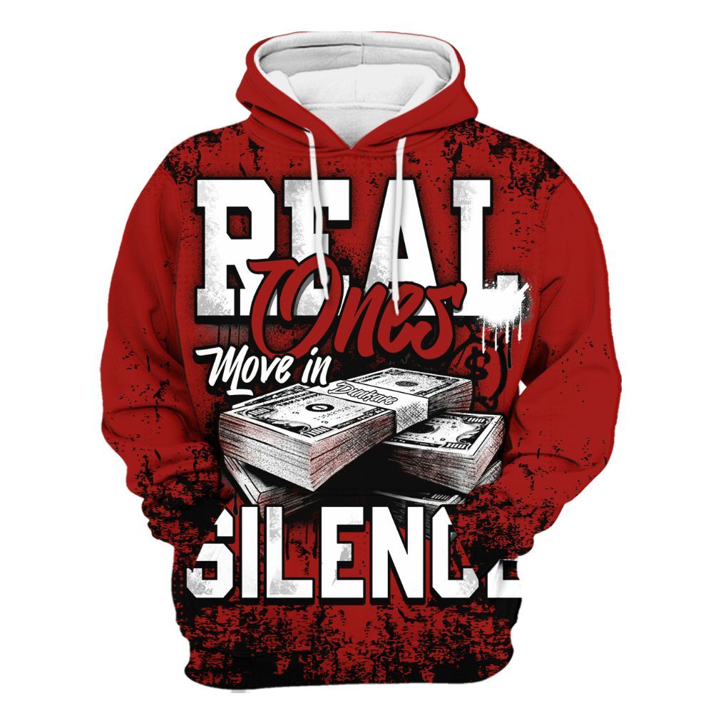 Hoodie To Match High OG Varsity Red 1s - Move In Silence Money Street Retro All Over Print