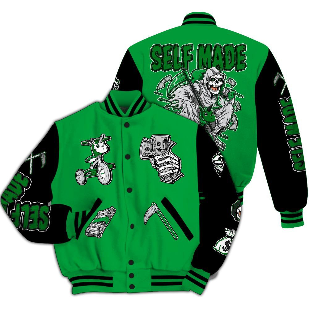 Varsity Jacket To Match Low Lucky Green 1s - Self Make Skeleton All Over Print