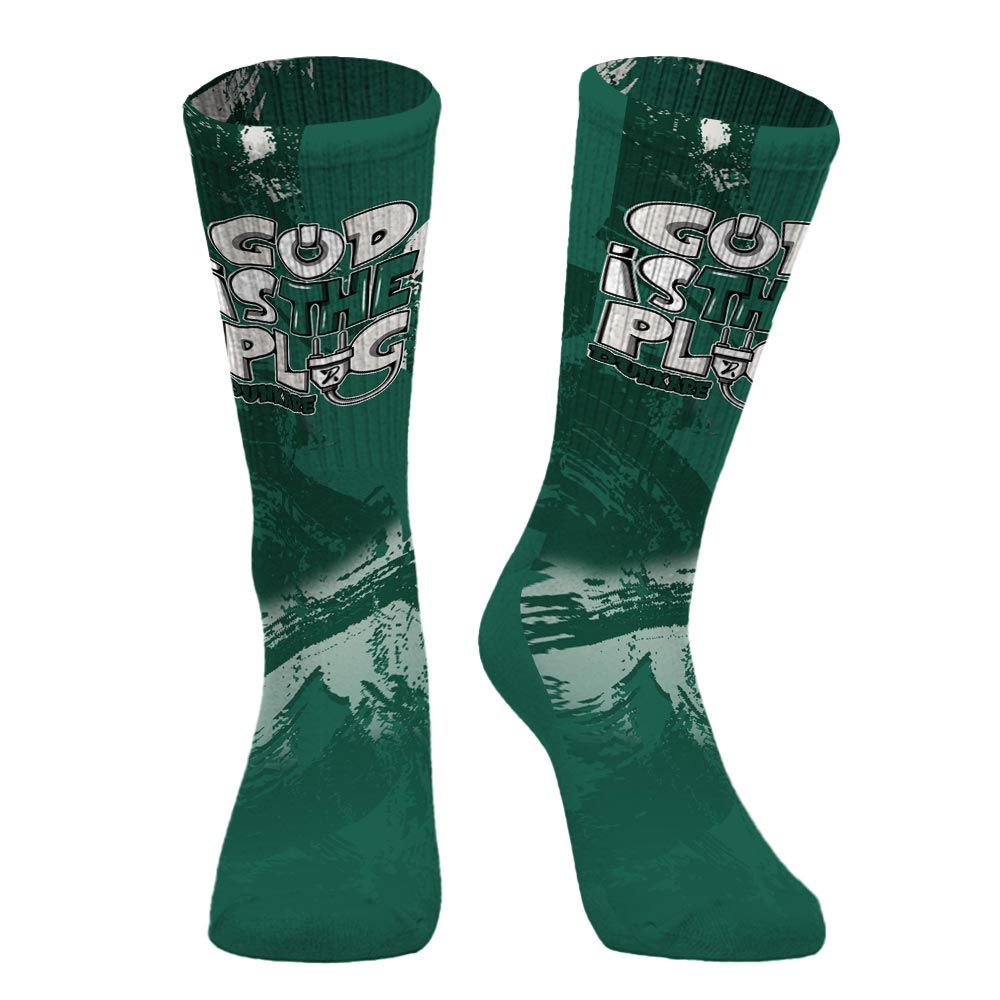 Sock To Match Oxidized Green 4s - God Is The Power Cord Circle Splash