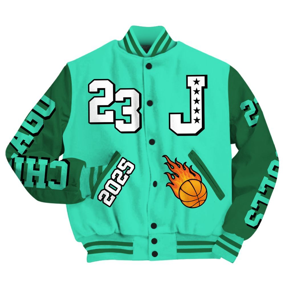 Varsity Jacket To Match Black Green Glow 3s - Chicago 23 Basketball All Over Print