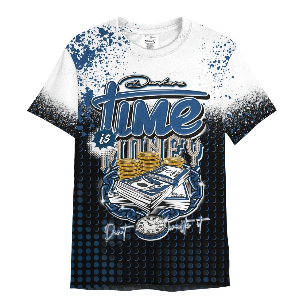 Shirt To Match High OG Midnight Navy 1s - Halftone Time Is Money All Over Print