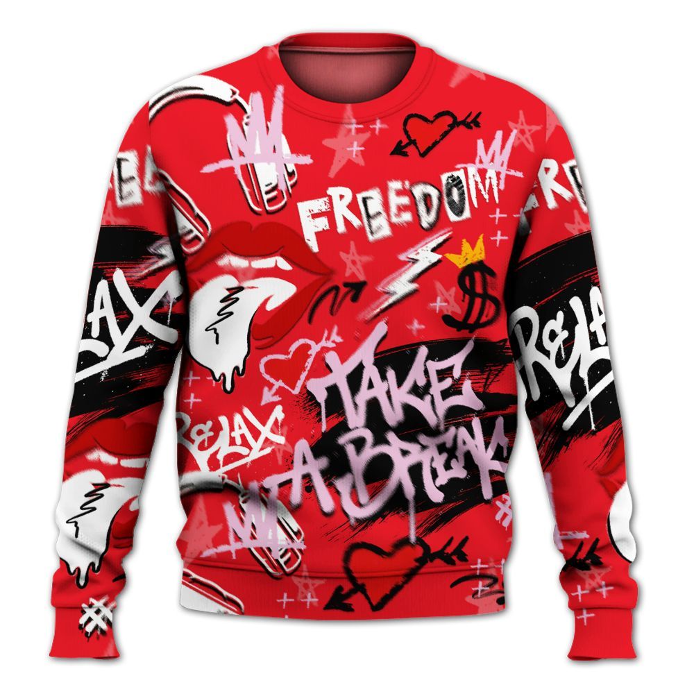 Sweatshirt To Match Zoom Vomero 5 Valentine's Day 2025 - Take Break Freedom Graffiti Streetwear All Over Print