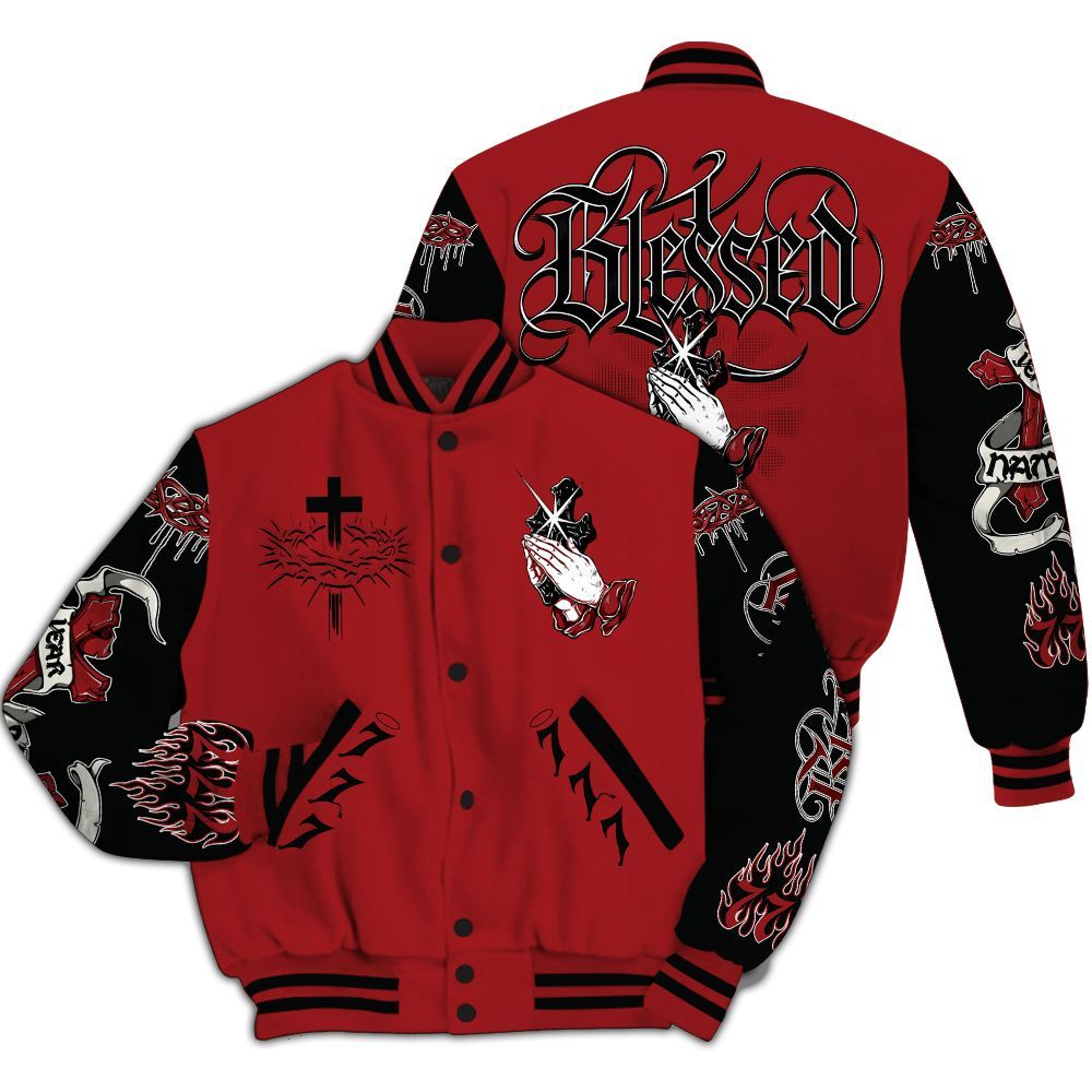 Varsity Jacket To Match Alternate Flu Game 12s - God Blessed Custom Name All Over Print