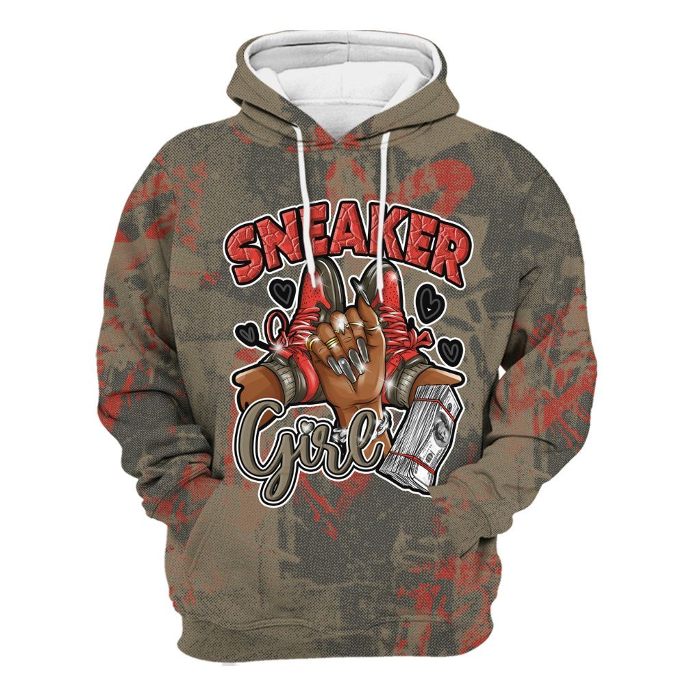 Hoodie To Match Olive 9s - Sneakerz Girlz Heart Grunge All Over Print