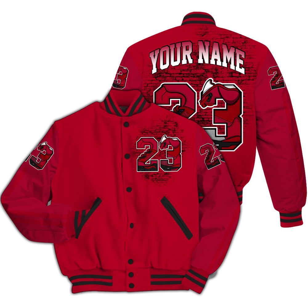 Varsity Jacket To Match Air Foamposite Pro Gym Red - Custom Name Number 23 5s All Over Print