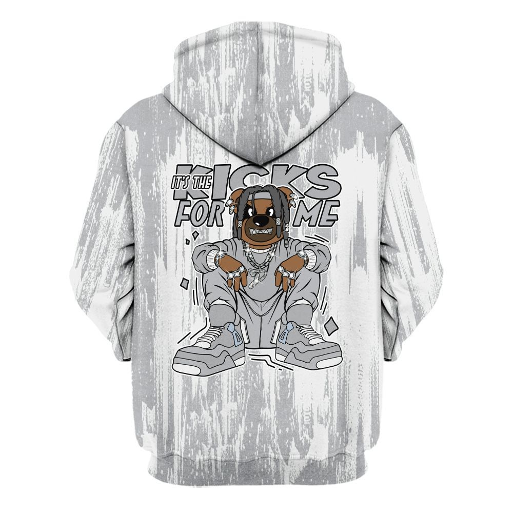Hoodie To Match Low OG Wolf Grey 1s - Sneakers Bear Glitch Art All Over Print