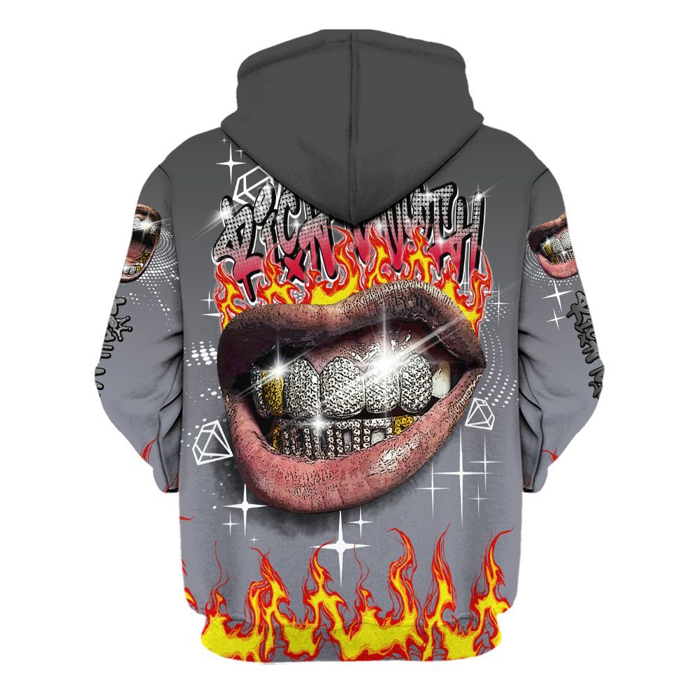 Hoodie To Match Retro Black Flint 13s - Rich Mouth Fire Rap Retro 90s All Over Print