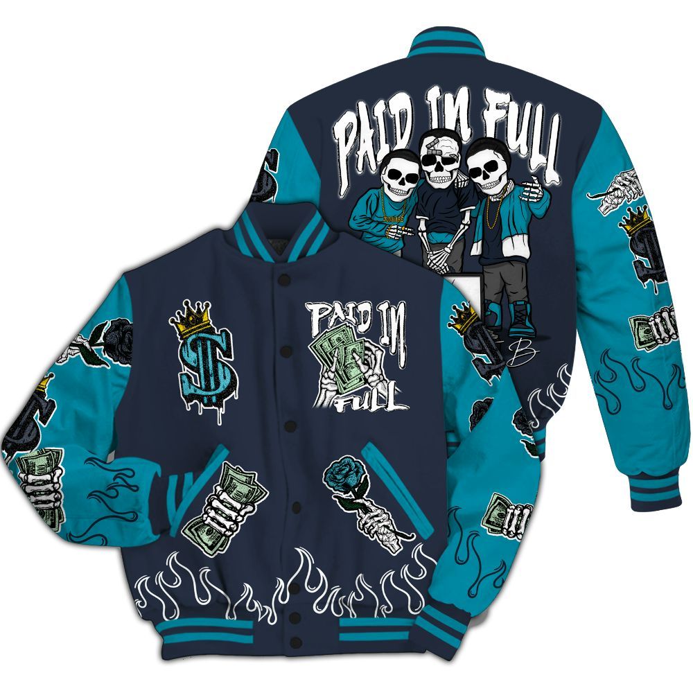 Varsity Jacket To Match Retro Obsidian 13s - Fire Everybody Paid In All Over Print