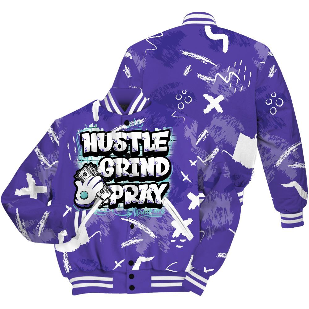 Varsity Jacket To Match Low Hornets 1s - Hustle Grind Pray Retro All Over Print