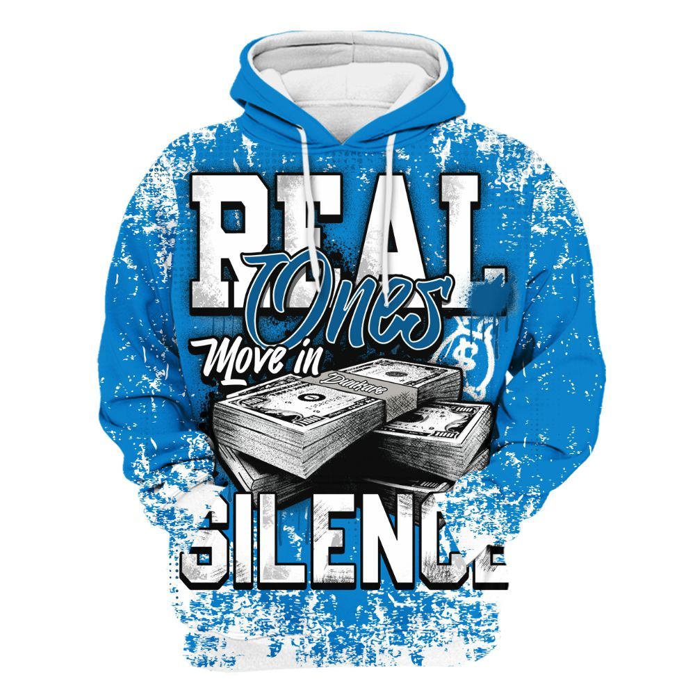 Hoodie To Match Industrial Blue 4s - Move In Silence Money Street Retro All Over Print
