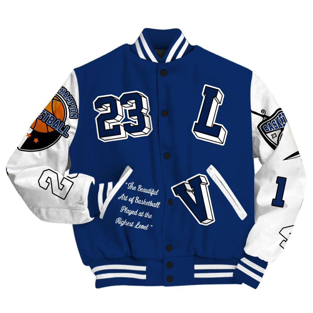 Varsity Jacket To Match High OG Deep Royal Blue 1s - The GOAT Got Em Streetwear All Over Print